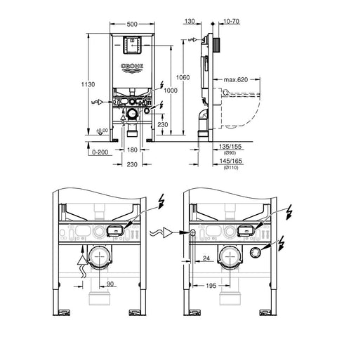 Grohe Rapid SLX falsík mögötti tartály, 1,13 m (39112001 helyett)