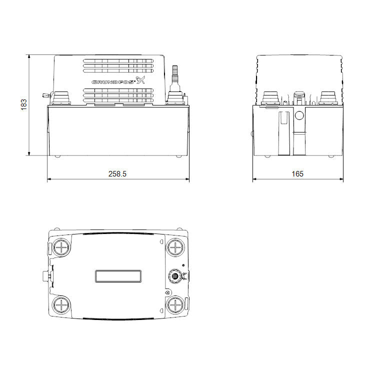 GRUNDFOS kondenzátum szivattyú Conlift LS (98455601) - méretrajz