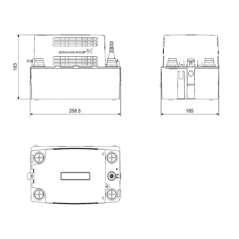 GRUNDFOS kondenzátum szivattyú Conlift LS (98455601) - méretrajz
