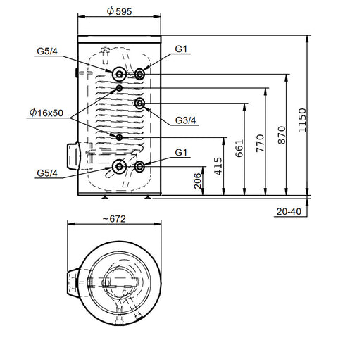 Hajdu STXL 120C HMV tároló hőszivattyús rendszerhez, nagy felületű hőcserélővel, 120 l.