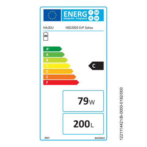 Hajdu IND 200S  ErP Indirekt fűtésű fvt. álló, szteatitos, cirkulációs csonkkal