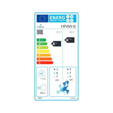 Hajdu HPAW -6 NE levegő-víz fűtési/hűtési hőszivattyú  6kW, 1fázis, R32, elektromos fűtés nélkül
