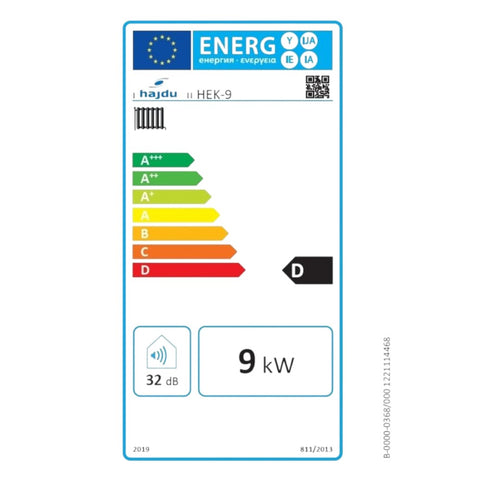 Hajdu HEK-9 elektromos kazán 9kW - energiacímke.
