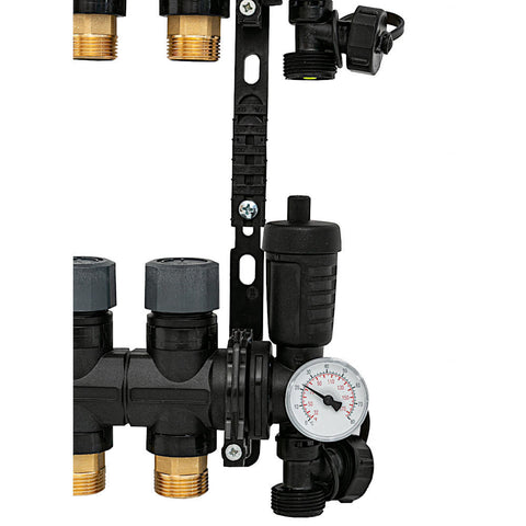 Hakatherm SkyFlow osztó - gyűjtő átfolyásmérő + komplett végelem 3 kör 1" - 3/4" EUROKÓNUSZ műanyag