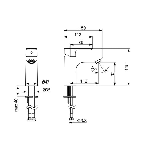 Hansa Basic mosdó csaptelep 100 mm leeresztő nélkül XL
