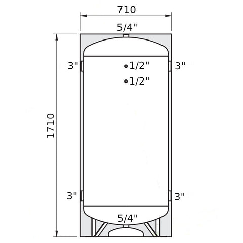 Heizer ACR-5 puffertároló szigeteléssel, glikolos vízre (-10°C +60°C), hőcserélő nélkül, 500l