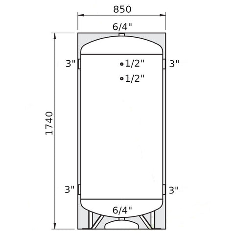 Heizer ACR-8 puffertároló szigeteléssel, glikolos vízre (-10°C +60°C), hőcserélő nélkül, 800l