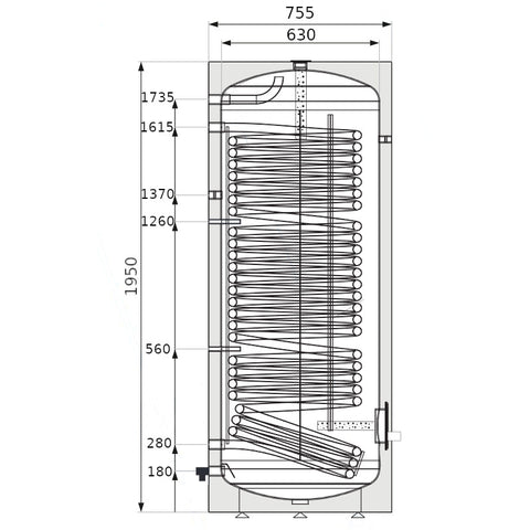 Heizer BSE-500 indirekt tároló hőszivattyúhoz álló,  fix szigetelés, 1 hőcserélő, 500l