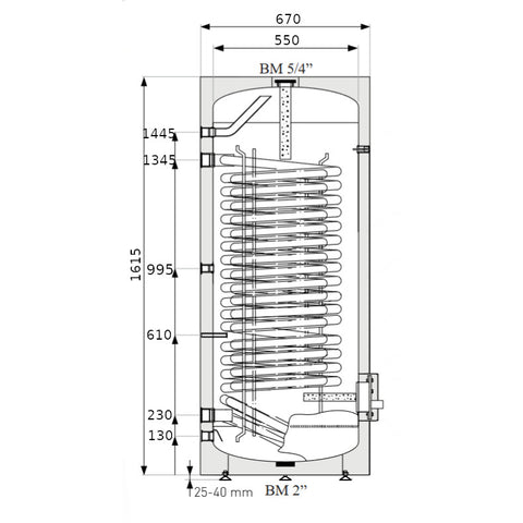 Heizer BSH-300 indirekt tároló hőszivattyúhoz álló,  fix szigetelés, 1 hőcserélő, 300l