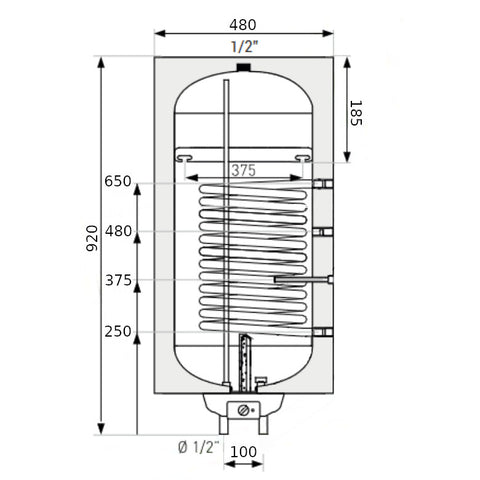 Heizer Plus-80 (jobbos) indirekt fali tároló, 1 hőcserélő, fix szigetelés, 1,5 kW fűtőbetét