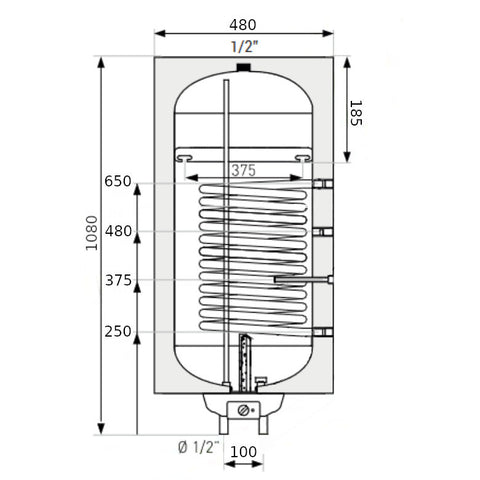 Heizer Plus-100 (jobbos) indirekt fali tároló, 1 hőcserélő, fix szigetelés, 1,5 kW fűtőbetét