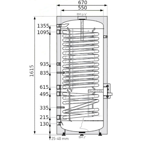 Heizer SOH-300 indirekt tároló hőszivattyúhoz, álló, 2 hőcserélő, fix szigeteléssel, 300l