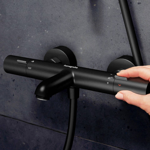 Hansgrohe Ecostat Fine kád csaptelep termosztátos, matt fekete