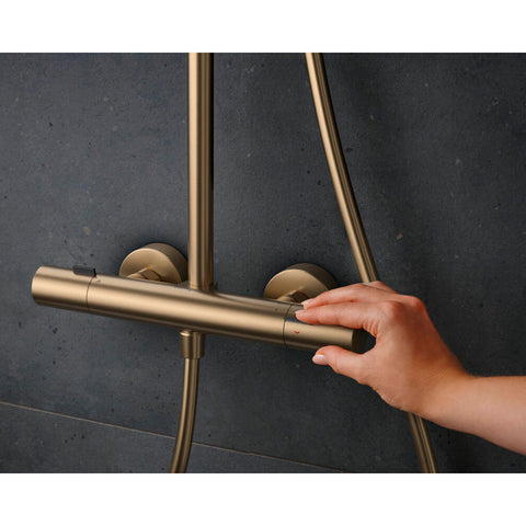 Hansgrohe Pulsify S Puro zuhanyrendszer termosztátos, kézizuhany 3jet, szálcsiszolt bronz