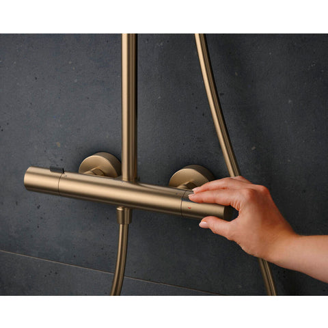 Hansgrohe Pulsify S Puro zuhanyrendszer termosztátos, EcoSmart, kézizuhany 3jet, szálcsiszolt bronz