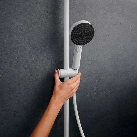 Hansgrohe Pulsify S Puro zuhanyrendszer termosztátos, EcoSmart, kézizuhany 3jet, matt fehér