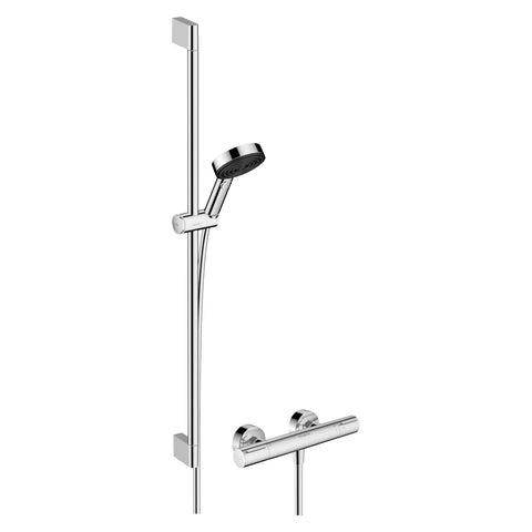 Hansgrohe Pulsify Select S zuhanyrendszer termosztátos, Ecostat Element, 90 cm-es zuhanyrúd, króm