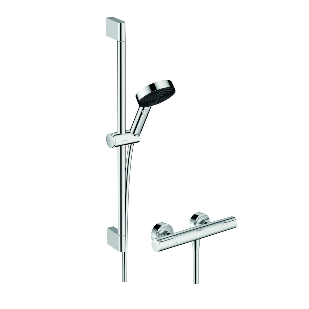 Hansgrohe Pulsify Select S zuhany rendszer termosztátos, Ecostat Element, 65cm-es zuhanyrúd, króm