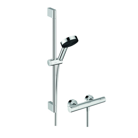 Hansgrohe Pulsify Select S zuhany rendszer termosztátos, Ecostat Element, 65cm-es zuhanyrúd, króm