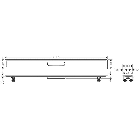 Hansgrohe uBox universal telepítő szett 120 cm, zuhanylefolyó készlethez