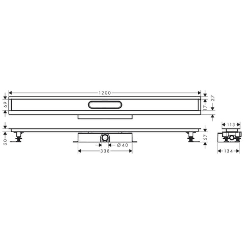 Hansgrohe uBox universal teljes szett standard telepítéshez- 120 cm, zuhanylefolyó készlethez