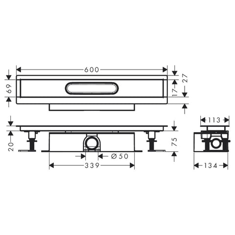 Hansgrohe uBox universal teljes szett standard telepítéshez- 60 cm, zuhanylefolyó készlethez