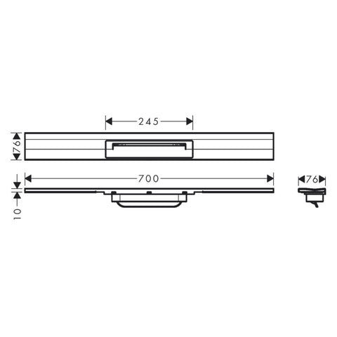 Hansgrohe RainDrain Flex zuhanylefolyó színkészlet 70 cm, formára vágható, fali, szálcsiszolt fekete