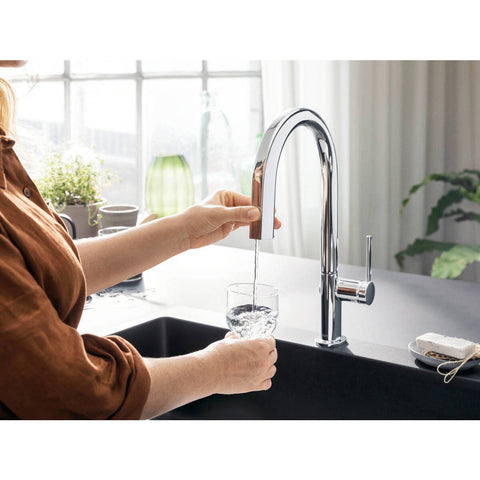 Hansgrohe Aqittura M91 Filtersystem konyhai csaptelep 210, kihúzható kifolyó, 1jet, matt fekete