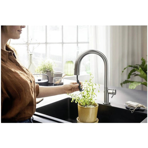 Hansgrohe Aqittura M91 Filtersystem konyhai csaptelep 210, kihúzható kifolyó, 1jet, sBox, rozsdamentes acél hatású