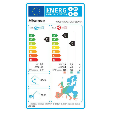 Hisense Easy Smart mono split klíma szett 2.6 kW (CA25YR03G/CA25YR03W)