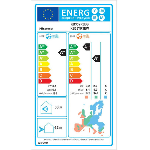 Hisense Wings Pro mono split klíma szett 3.4 kW (KB35YR3EG/KB35YR3EW)