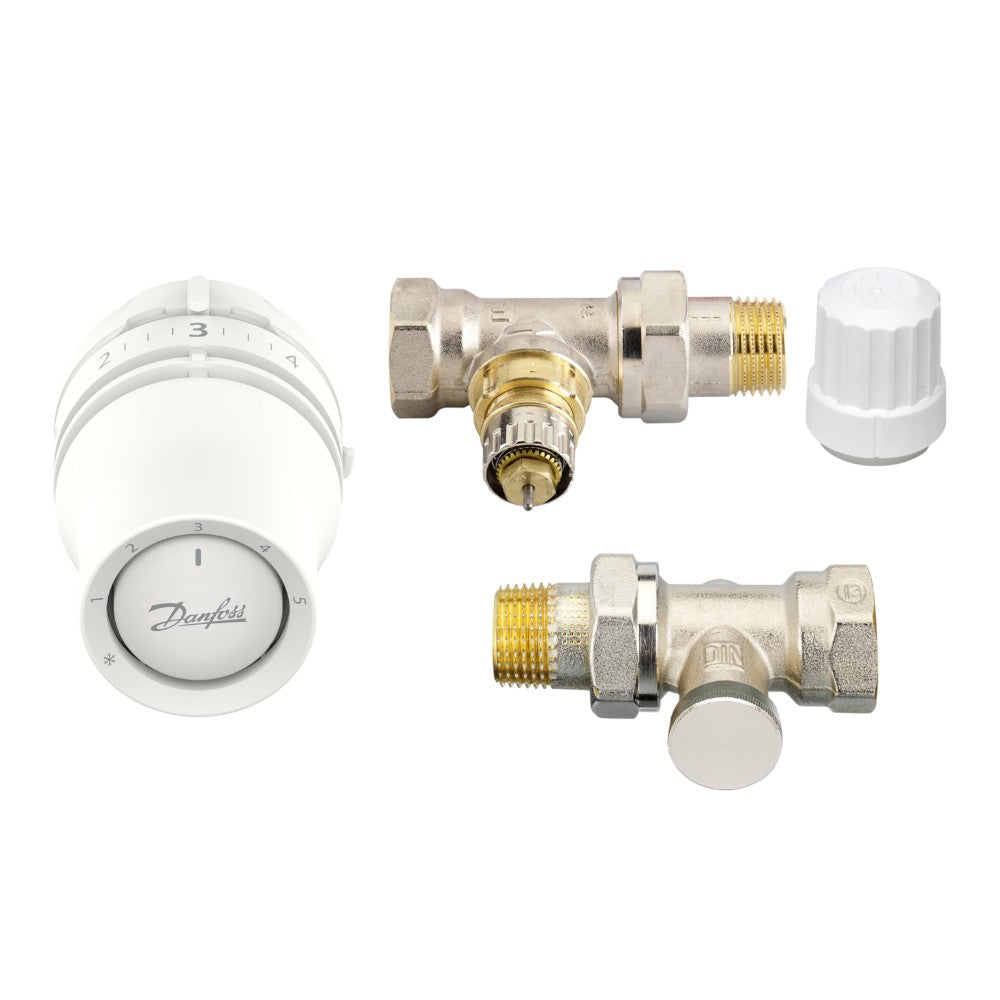 Danfoss radiátorszelep szett egyenes - RA-IN 1/2” szelep + Redia RA 015G3380 + RLV-S visszatérő
