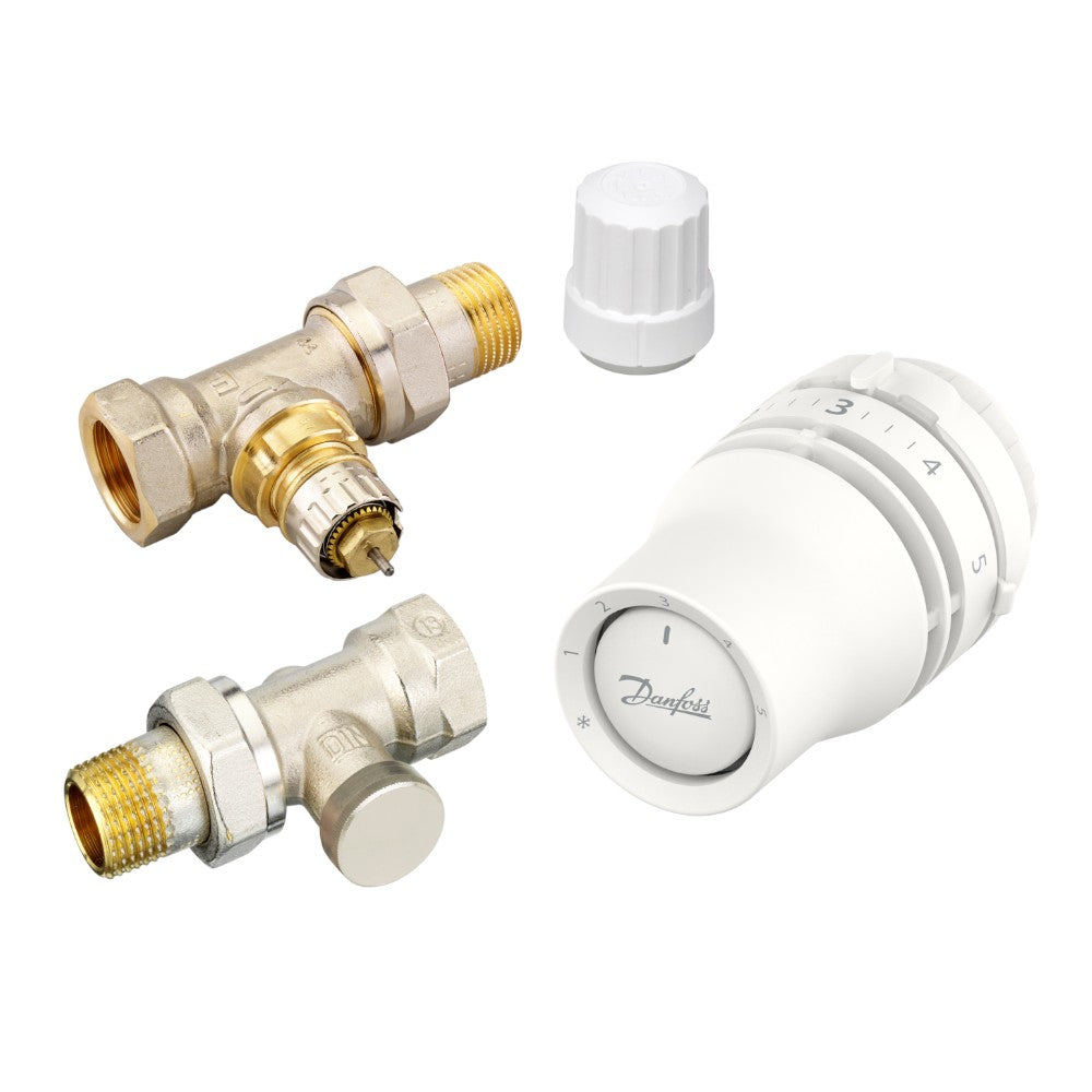 Danfoss radiátorszelep szett egyenes - RA-IN 1/2” szelep + Redia RA 015G3380 + RLV-S visszatérő