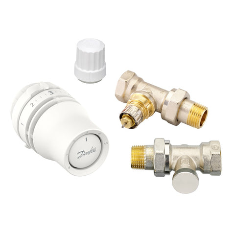 Danfoss radiátorszelep szett egyenes - RA-IN 1/2” szelep + Redia RA 015G3380 + RLV-S visszatérő
