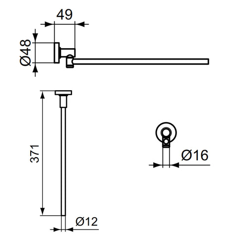 Ideal Standard IOM egykaros törölközőtartó 40cm, matt fekete