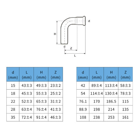 Install Inox TempPress könyök 90 KB 42 (304)
