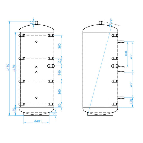 Install Storax HS puffertároló, 300l, hőcserélő nélkül