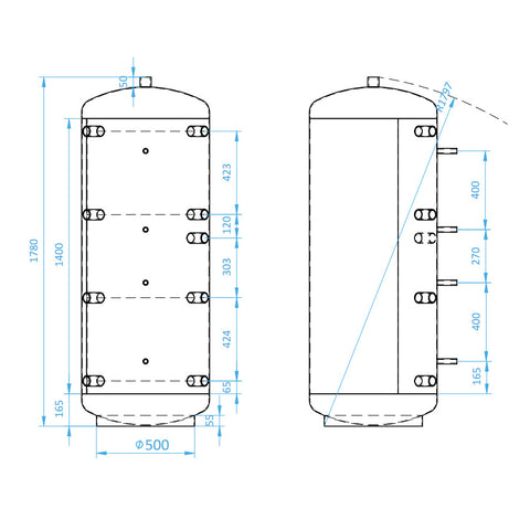 Install Storax HS puffertároló, 500l, hőcserélő nélkül