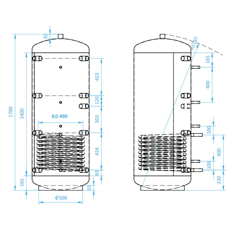 Install Storax HM1 puffertároló, 500l, 1 hőcserélős