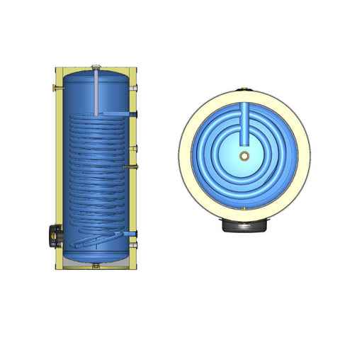 Install Watex Terra indirekt tároló hőszivattyúhoz, 160 liter, 1 hőcserélős (1,96 m2), PU szigetelés