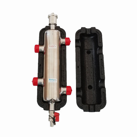 Install Xchange Hidraulikus váltó 6/4" - D102 inox 9000l/h (légtelenítővel,kazántöltővel,szigetelt)