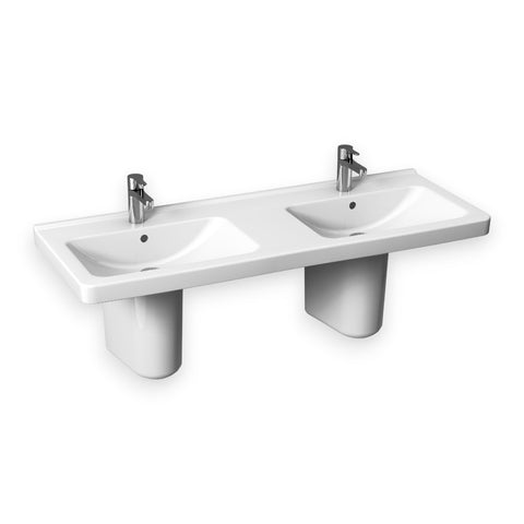 Jika Cubito Pure mosdó 130x48,5 cm dupla, túlfolyóval, csaplyukkal, fehér