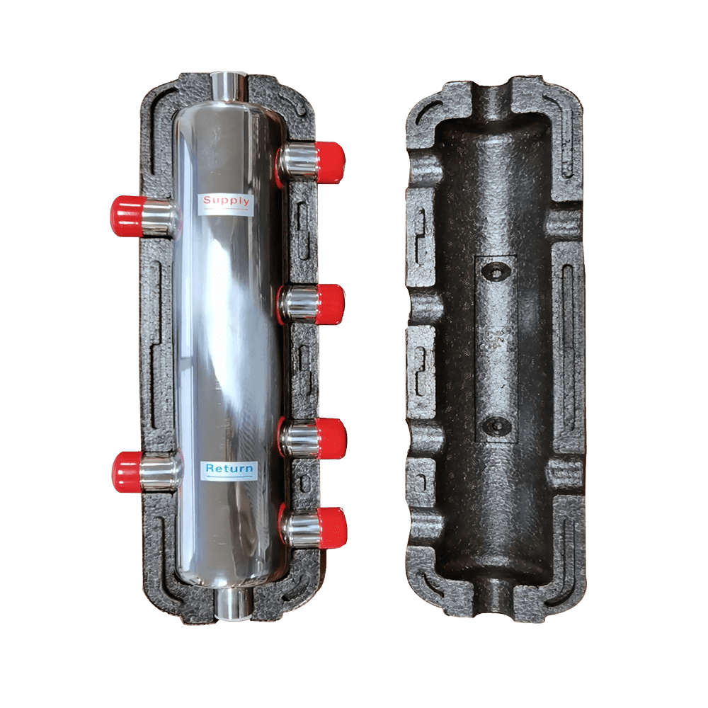 Hidraulikus váltó 120 INOX 1" KM + szigetelés (6 csonkos)