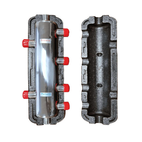 Hidraulikus váltó 120 INOX 1" KM + szigetelés (6 csonkos)