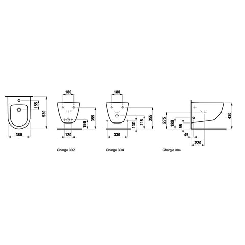 Laufen Pro bidé, fali 53cm (H8309520003021)