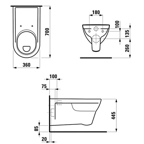 Laufen Pro Liberty wc, fali, 70cm