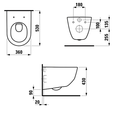 Laufen Pro WC fali, mély öbl. (H8209560000001)