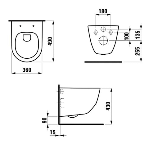 Laufen Pro WC fali mélyöblítésű compact rimless