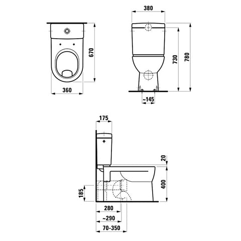 LAUFEN Pro MB WC csésze síköblítésű, vario lefolyós