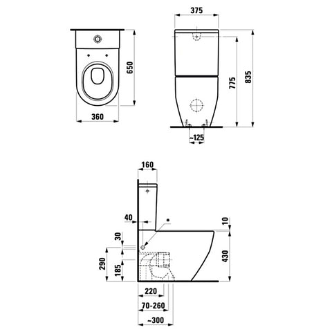 Laufen Pro kombi wc csésze, álló, falhoz illeszkedő, vario lefolyós